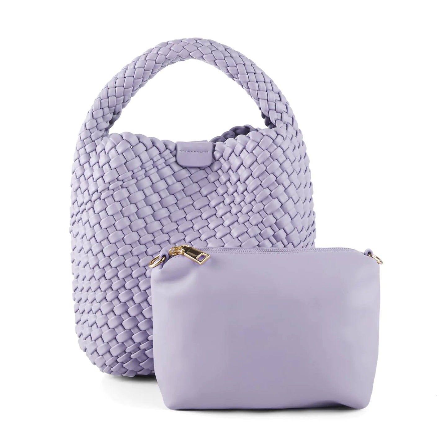 CONJUNTO DE BOLSO DE HOMBRO DE CUERO TEJIDO