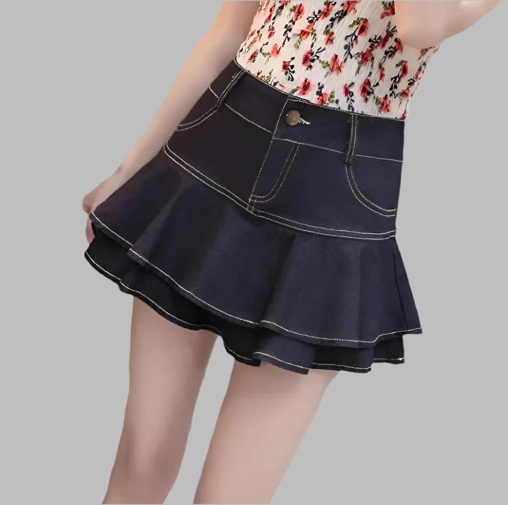 VINTAGE DENIM SKIRT SHORT