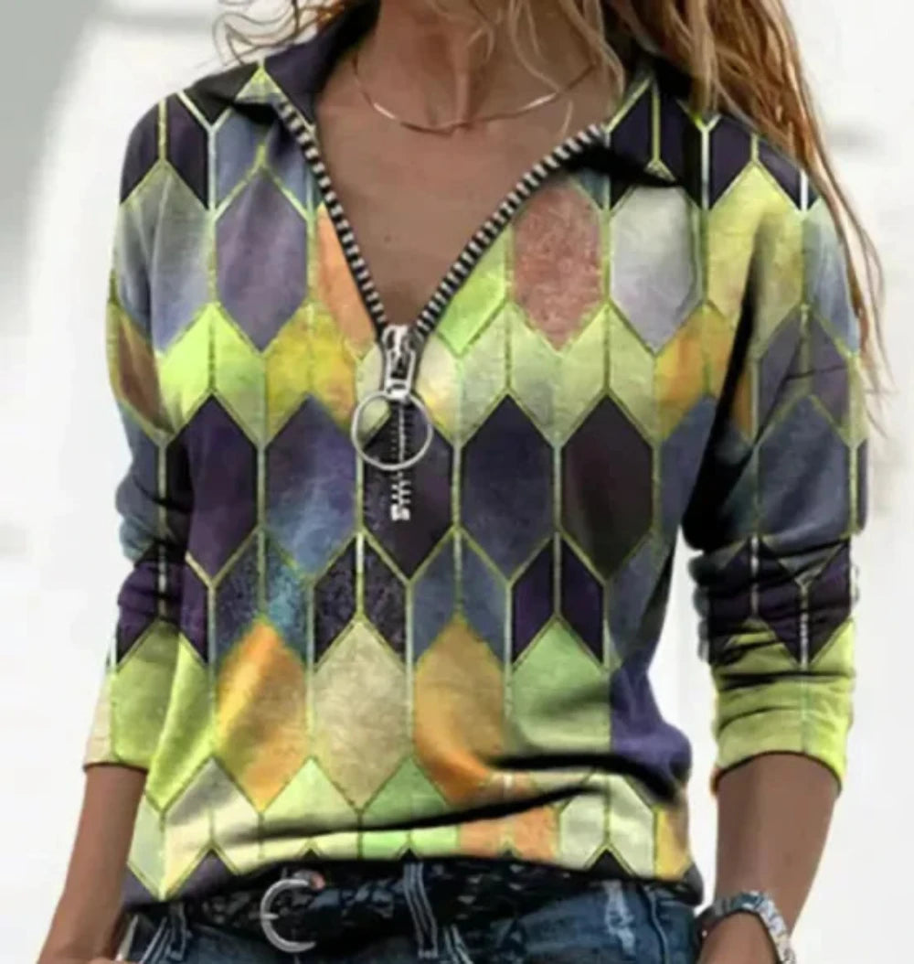 ZIPPERED V-NECK SLIM T-SHIRT