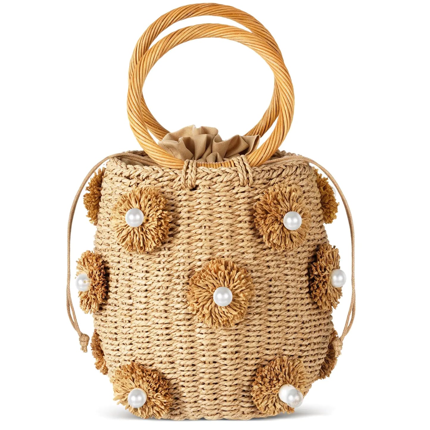 PEARL RATTAN BUCKET BAG