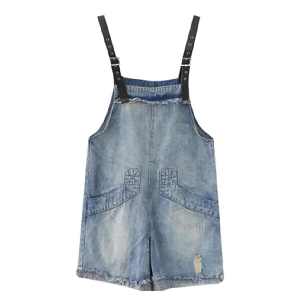 ADJUSTABLE STRAPS DENIM ROMPERS
